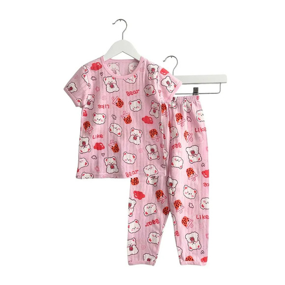 Other - NWT Cute Girls Sleep N' Play Short Sleeve Top & Pants Pajamas Set Bear & Boba 4T
